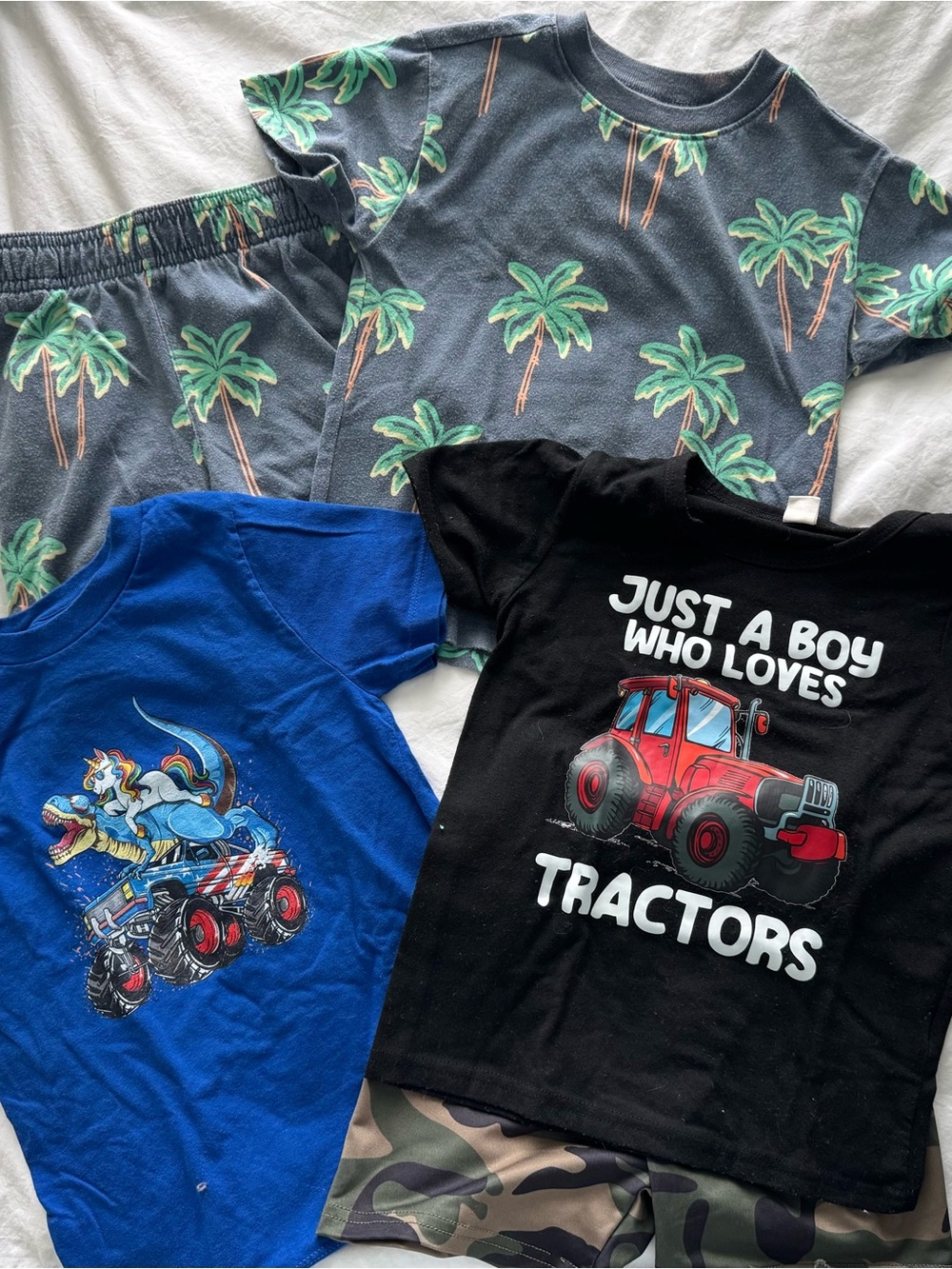Toddler Boys 3T Play Clothes Lot Camo American Dino Unicorn Palm Tree
